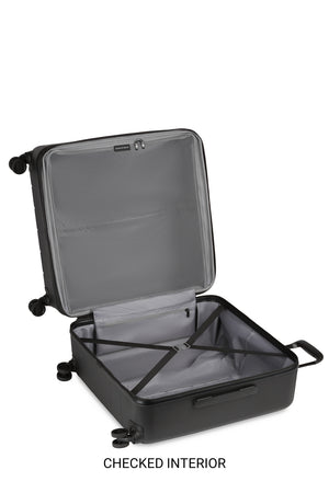 Swissgear Wanderlust Pro Big Box Expandable Spinner 3 Piece Set - Black Rugged, ABS hardside split-case body