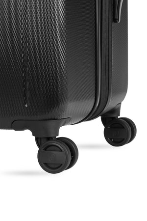     SWISSGEAR Wanderlust Pro Big Box Expandable Spinner 5 Piece Set – Black Eight 360-degree spinner wheels for easy maneuverability