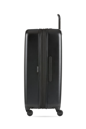 Swissgear 8092 Expandable 3pc Hardside Spinner Luggage Set - Black with color-matched wheels and exterior zippers