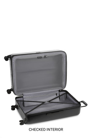 Swissgear 8092 Expandable 3pc Hardside Spinner Luggage Set - Black Large split case interior with zippered mesh separator, elastic tie-down clothing straps