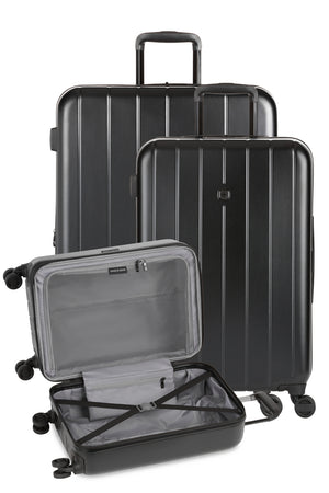Swissgear 8092 Expandable 3pc Hardside Spinner Luggage Set - Black Set contains the 20” Expandable Hardside Carry-On, the 24” Expandable Hardside Luggage, and the 28
