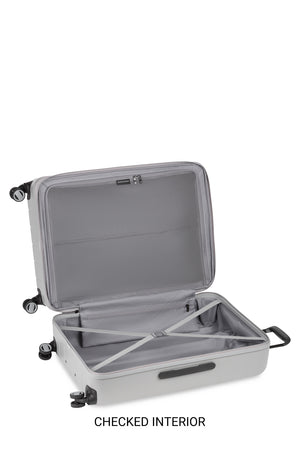 Swissgear 8092 Expandable 3pc Hardside Spinner Luggage Set - Storm Gray Large split case interior with zippered mesh separator, elastic tie-down clothing straps