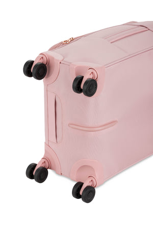 SWISSGEAR Opulence 19 Inch Expandable Spinner Carry On Luggage - Blush - Injection-molded base plate supports longevity while bottom bumper protects from damage