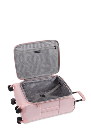 SWISSGEAR Opulence 19 Inch Expandable Spinner Carry On Luggage - Blush - Mesh flat lid pocket provides easy-to-see organization and elastic tie-down straps keep contents in place