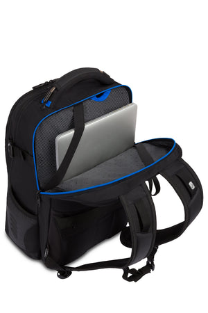 SWISSGEAR 8120 USB Gaming Laptop Backpack - Black - Rear padded laptop compartment with integrated secure strap