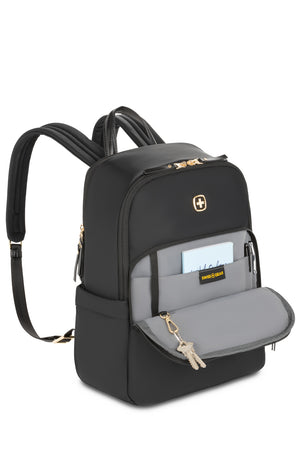 Swissgear 8139 Laptop Backpack - Black Essentials organizer compartment includes a slip-in pockets for small accessories and pens, an RFID protected pocket, and an integrated lanyard for attaching keys, a fob or a badge to.