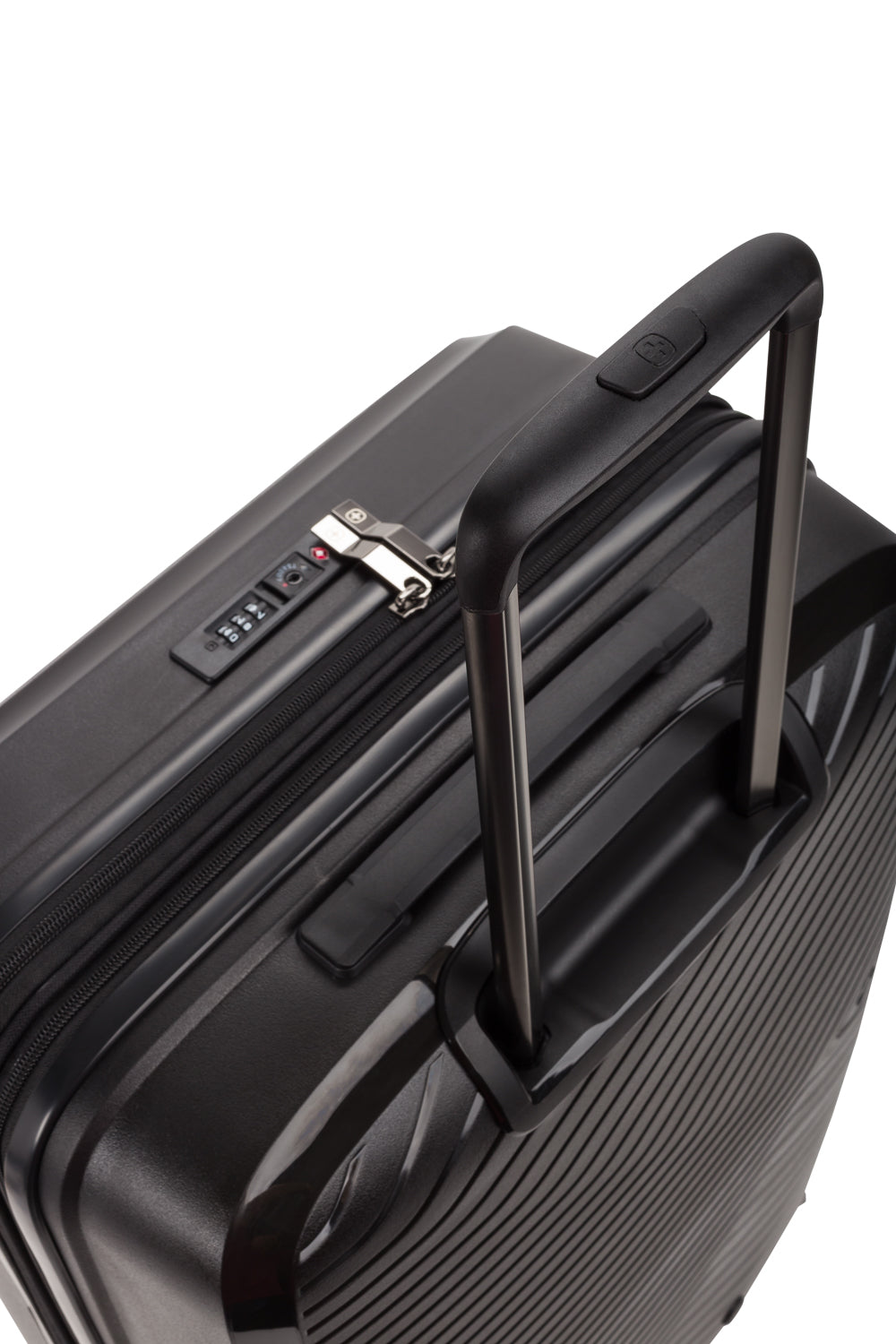 Swissgear 8836 Expandable Hardside Spinner Luggage Push-button locking telescopic handle 