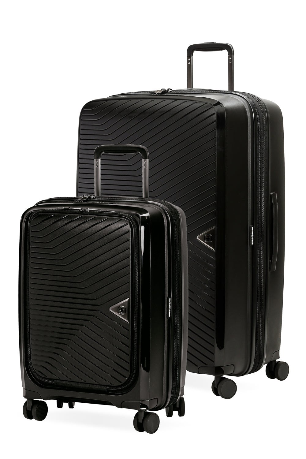 Swissgear 8836 Expandable 2 PC Hardside Spinner Luggage Set - Black 