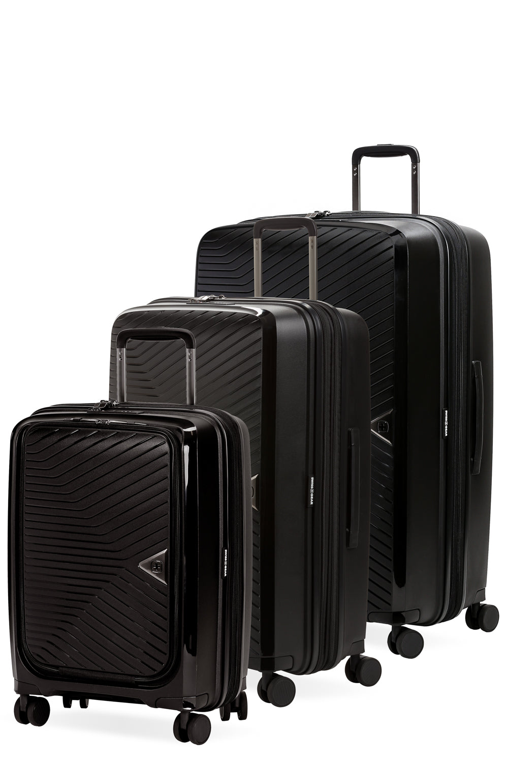 Swissgear 8836 Expandable 3pc Hardside Spinner Luggage Set - Black