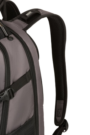 SWISSGEAR Travel Tech Pro ScanSmart Laptop Backpack - Gray Padded, wire reinforced top handle