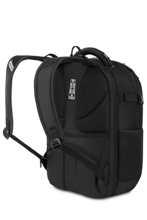 SWISSGEAR 9006 ScanSmart Laptop Backpack - Black Ergonomically contoured, padded shoulder straps with built in suspension, breathable mesh fabric, and thumb-ring adjusters