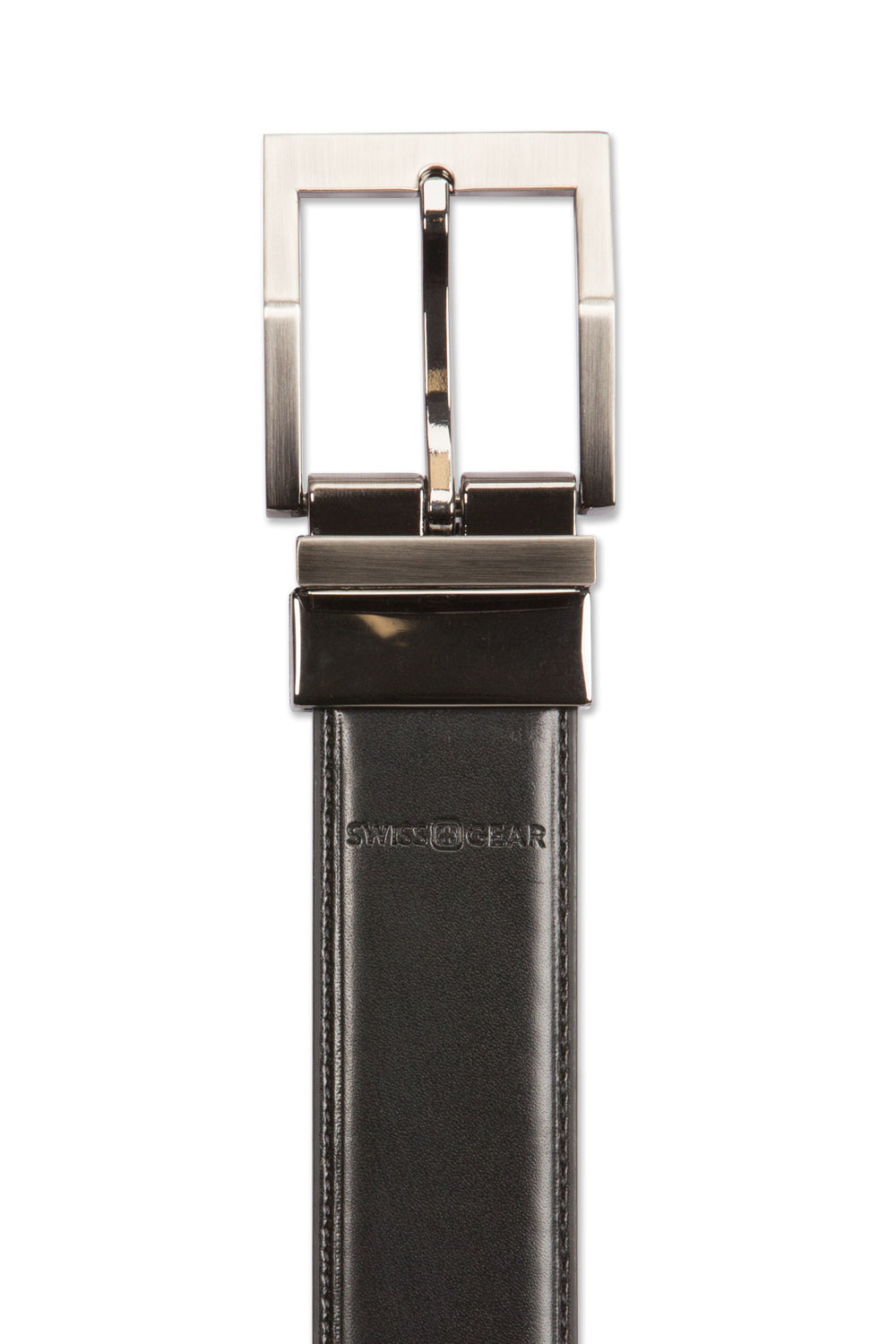 Swissgear Reversible Contemporary Leather Belt - XLarge - Brown leather side with brown stitching 
