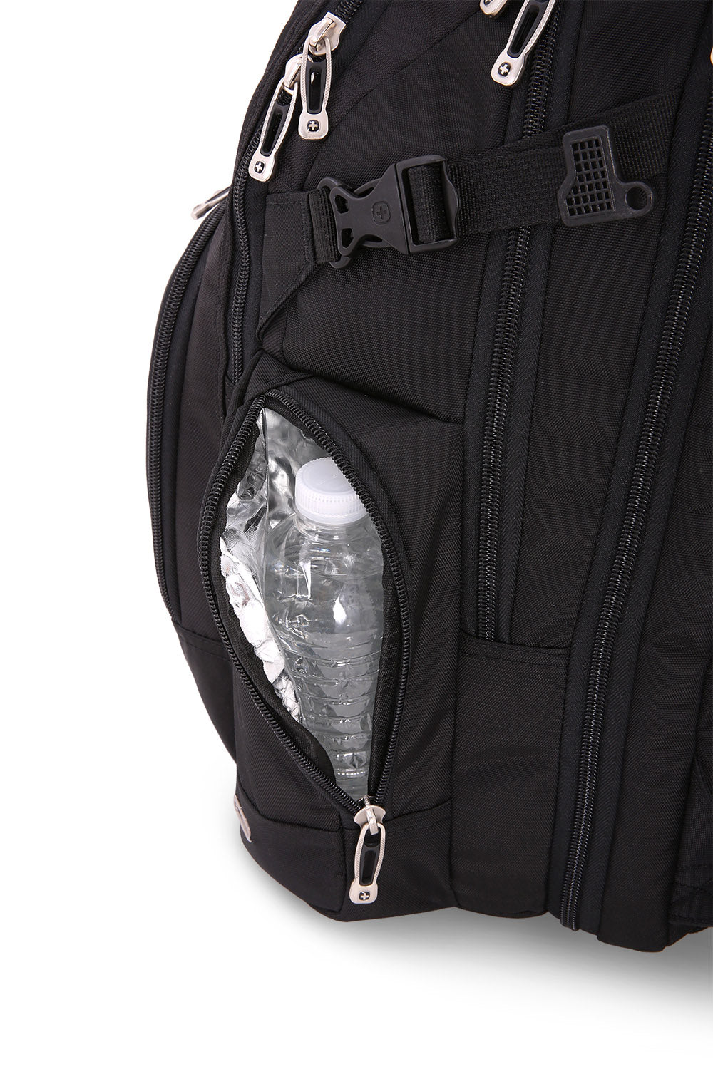 SWISSGEAR 5709 ScanSmart Laptop Backpack  side, thermal water bottle pocket