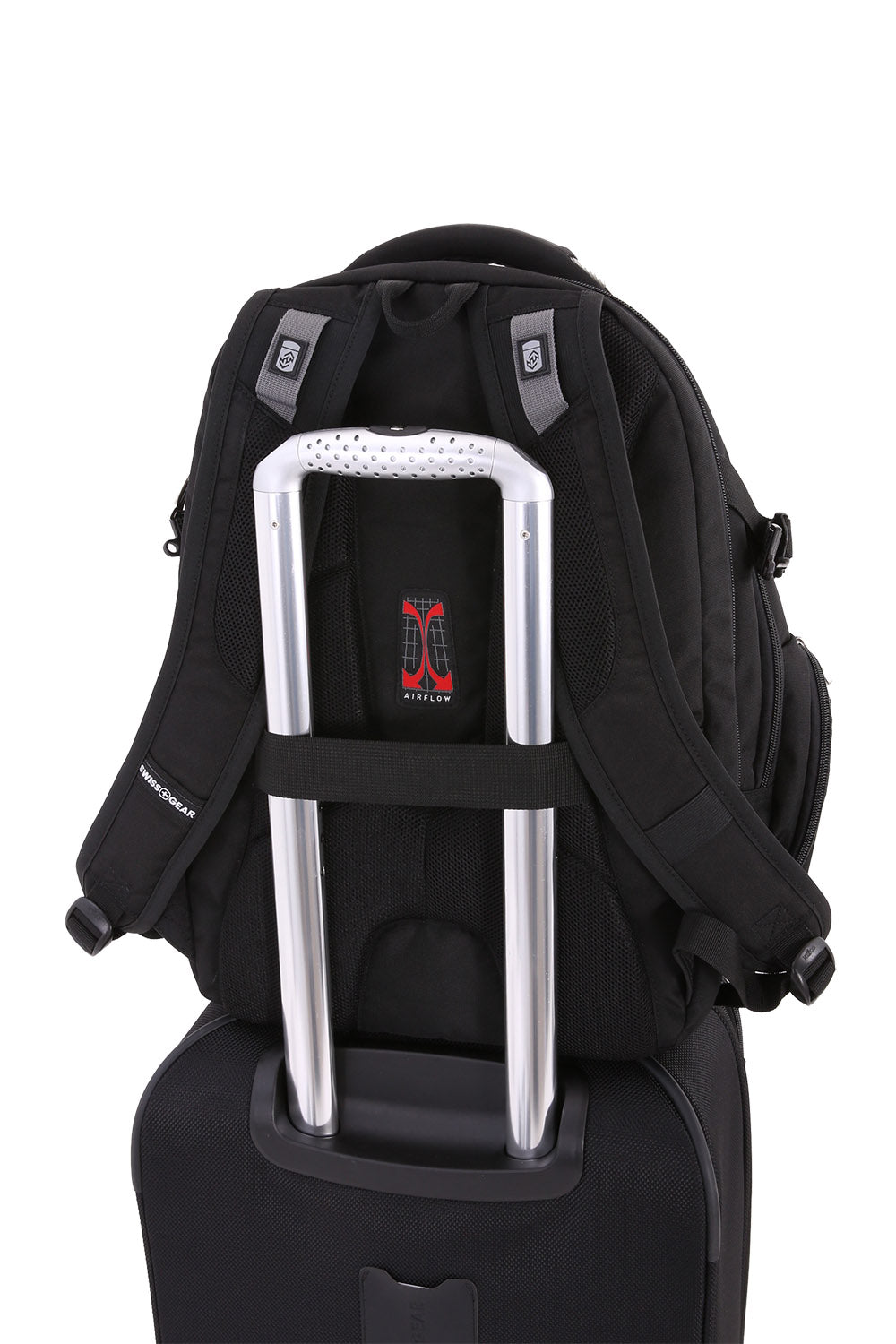SWISSGEAR 5709 ScanSmart Laptop Backpack  Add-a-bag trolley strap 