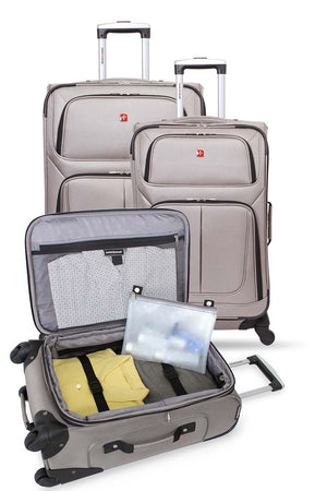 Swissgear 6283 Expandable Spinner Luggage 3pc Set contains 21