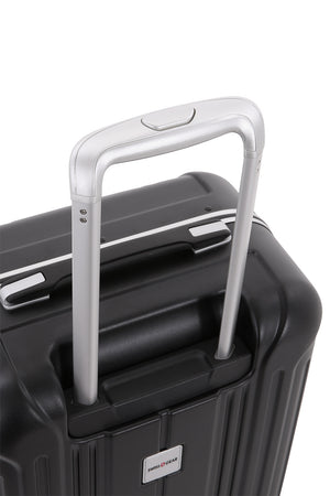 Swissgear 6595 18” Aluminum Frame Hardside Spinner Luggage - Aircraft grade aluminum, push button locking telescopic handle 