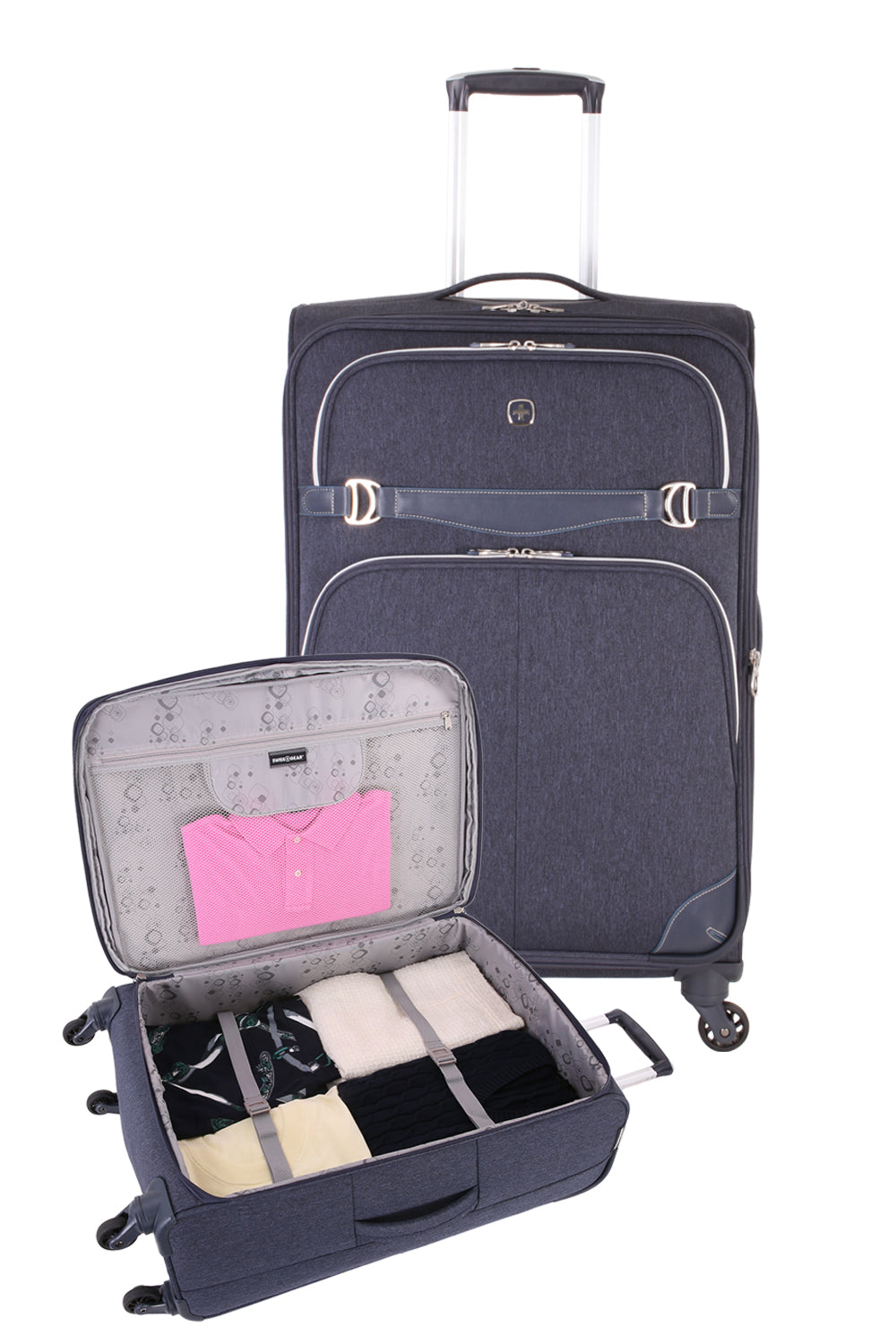 Swissgear 7660 Expandable Liteweight Spinner Luggage 2pc Set - Open View