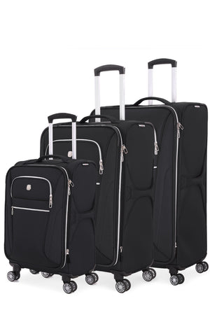 Swissgear 7850 Checklite Expandable Liteweight 3PC Spinner Luggage Set - Black