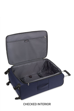 SWISSGEAR SW21400 2 Piece Spinner Luggage Set - Dark Blue Heather - interior mesh flat lid pocket and adjustable tie-down straps help you stay organized