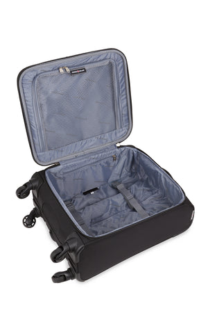 SWISSGEAR 4010 18” Carry On Spinner Luggage with Adjustable clothing tie-down straps to help prevent shifting of contents