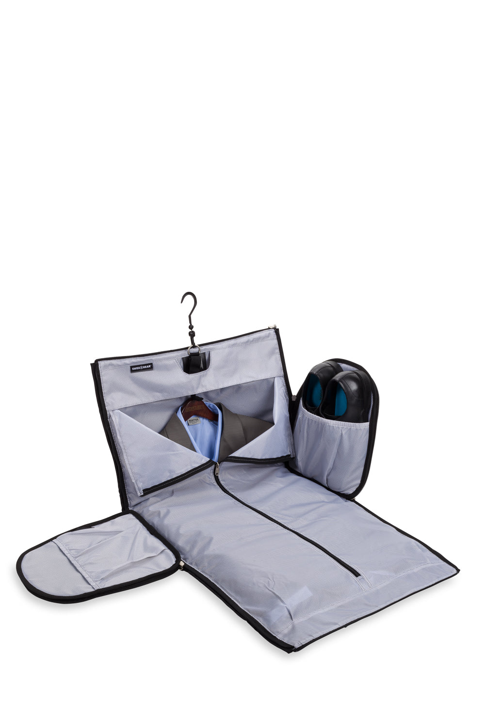 Swissgear 2pc Weekend Luggage Set with foldable hanger hook to keep suits and garments wrinkle free