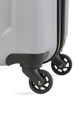 SWISSGEAR Chrome Expandable 3 Piece Hardside Spinner Luggage Set - Silver Four 360-degree wheels for easy maneuverability