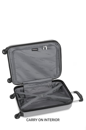 SWISSGEAR Chrome Expandable 3 Piece Hardside Spinner Luggage Set - Silver Zippered divider panel allows increased organization