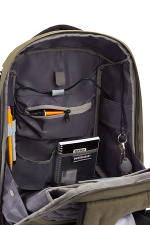 Swissgear 2713 Anti-Theft USB Laptop Backpack - Internal slip pockets, elastic loop straps, zippered pocket and key fob