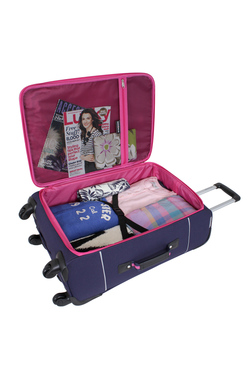 SWISSGEAR 6186 Medium Checked Spinner in Purple/Pink