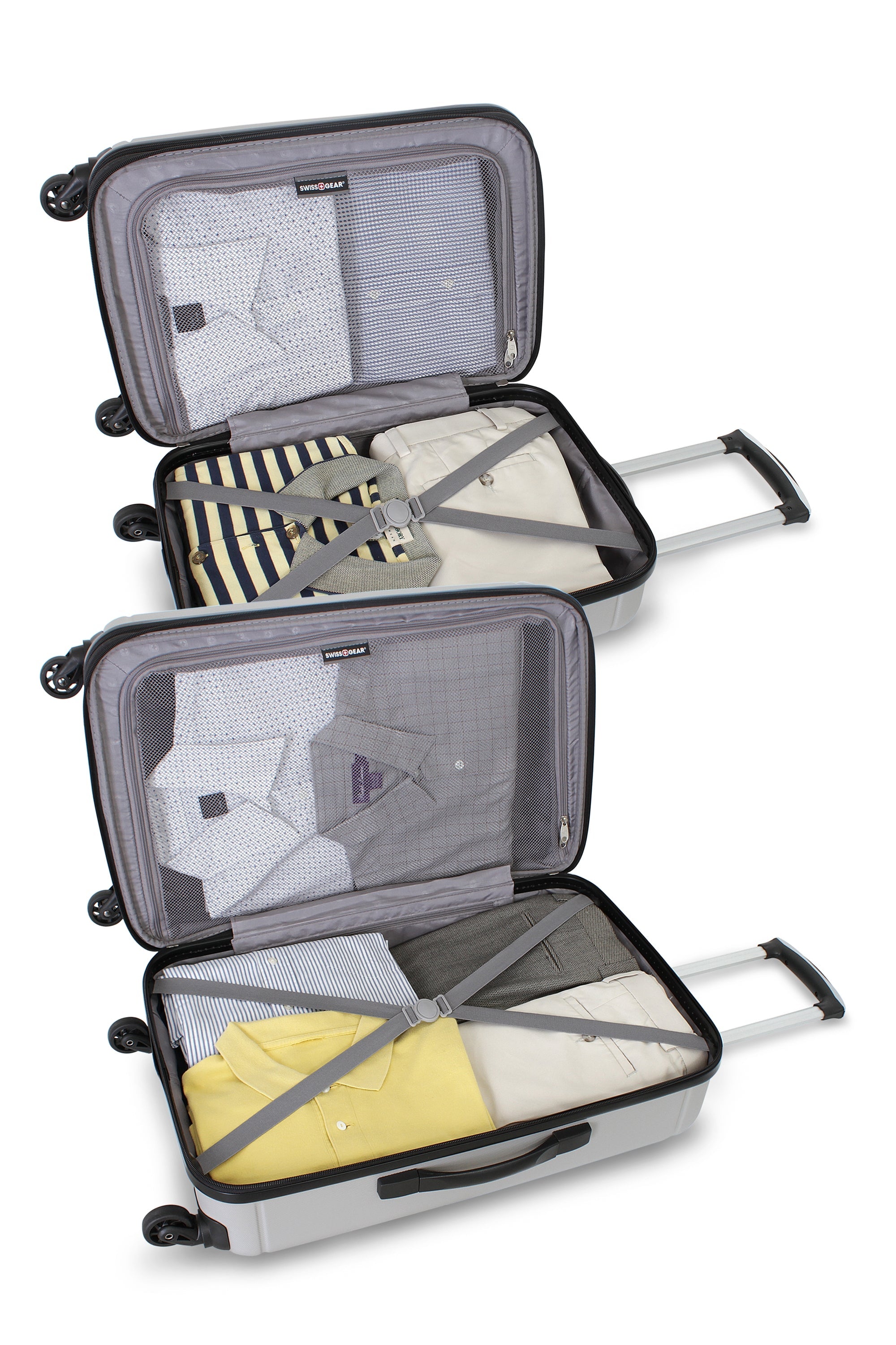 Swissgear 6297 Expandable Hardside Spinner Luggage LUGGAGE TIE DOWN STRAPS AND MESH ZIP COMPARTMENT 