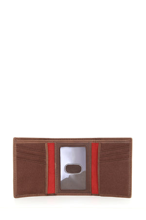 Swissgear Rugged Leather Red Stitch Trifold Wallet  2 additional slip pockets