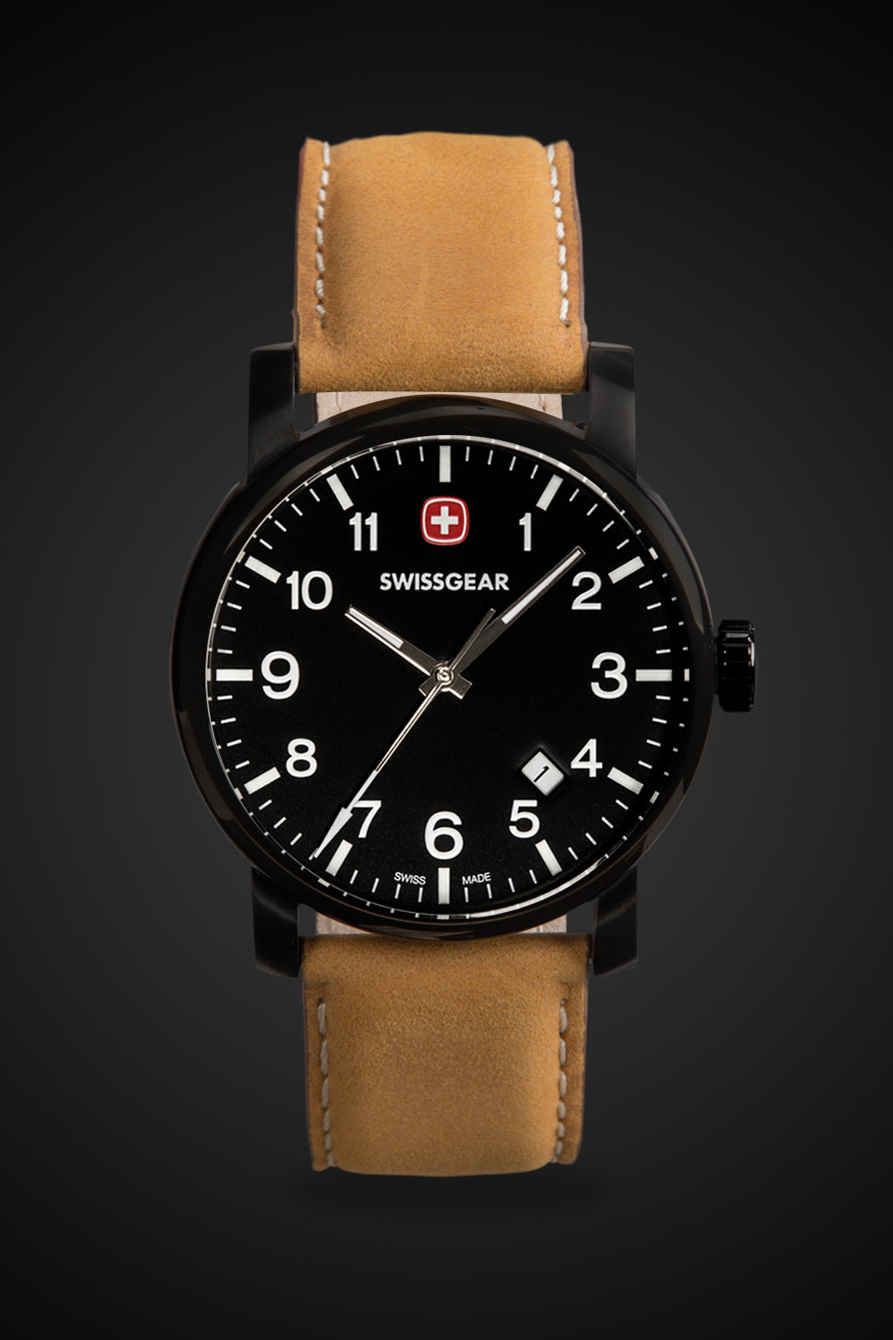 SWISSGEAR Legacy Swiss Watch - Black/With/Black/Dial/Light/Brown/Strap - 01