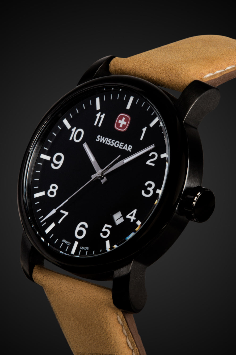 SWISSGEAR Legacy Swiss Watch - Black/With/Black/Dial/Light/Brown/Strap - 03