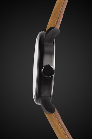 Swissgear Legacy Watch - Black with Cream Dial & Light Brown Strap