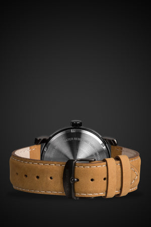 Swissgear Legacy Watch - Black with Cream Dial & Light Brown Strap