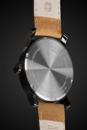 Swissgear Legacy Watch - Black with Cream Dial & Light Brown Strap