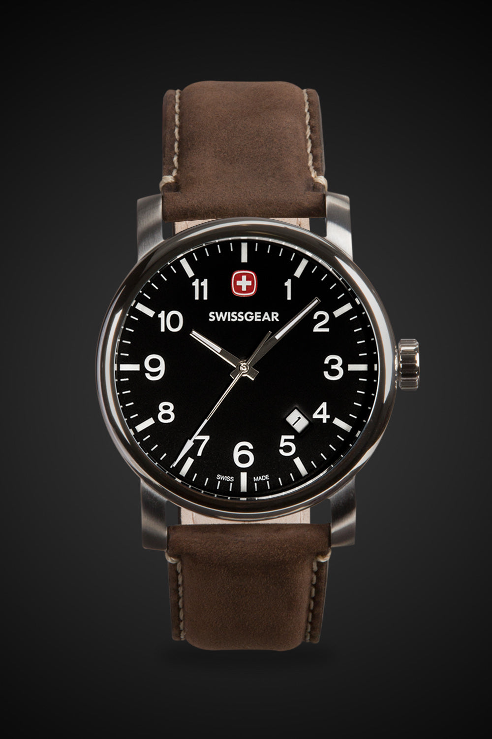 SWISSGEAR Legacy Swiss Watch - Silver/With/Black/Dial/Dark/Brown/Strap - 01