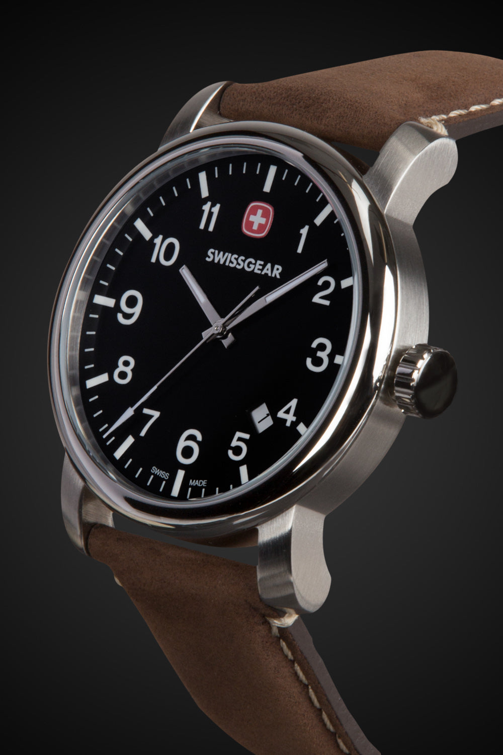 SWISSGEAR Legacy Swiss Watch - Silver/With/Black/Dial/Dark/Brown/Strap - 03