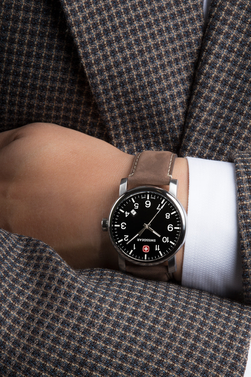 SWISSGEAR Legacy Swiss Watch - Silver/With/Black/Dial/Dark/Brown/Strap - 02