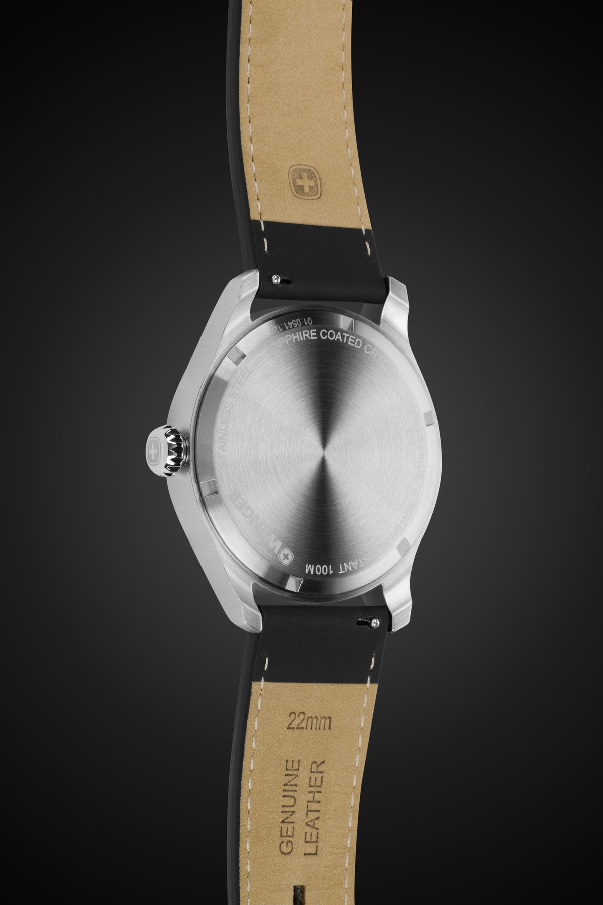 Wenger Terragraph Watch - Stainless Steel with Black Dial and Black Leather Strap