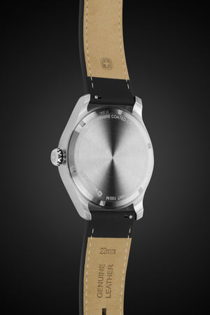 Wenger Terragraph Watch - Stainless Steel with Black Dial and Black Leather Strap