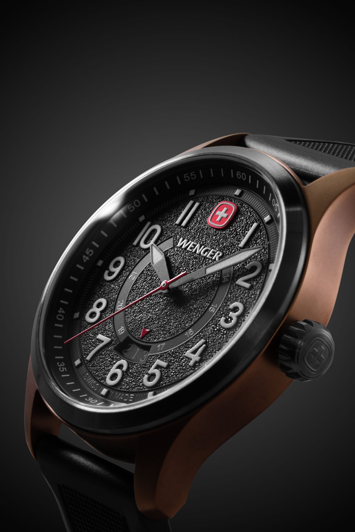 Wenger Terragraph Watch - Bronze and Black Ice with Black Dial and Black Silicone Strap
