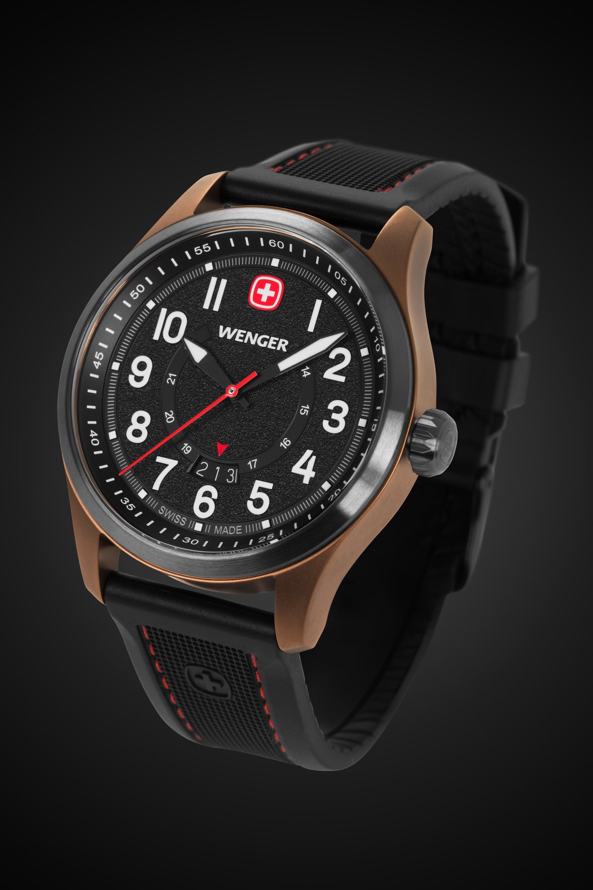 Wenger Terragraph Watch - Bronze and Black Ice with Black Dial and Black Silicone Strap