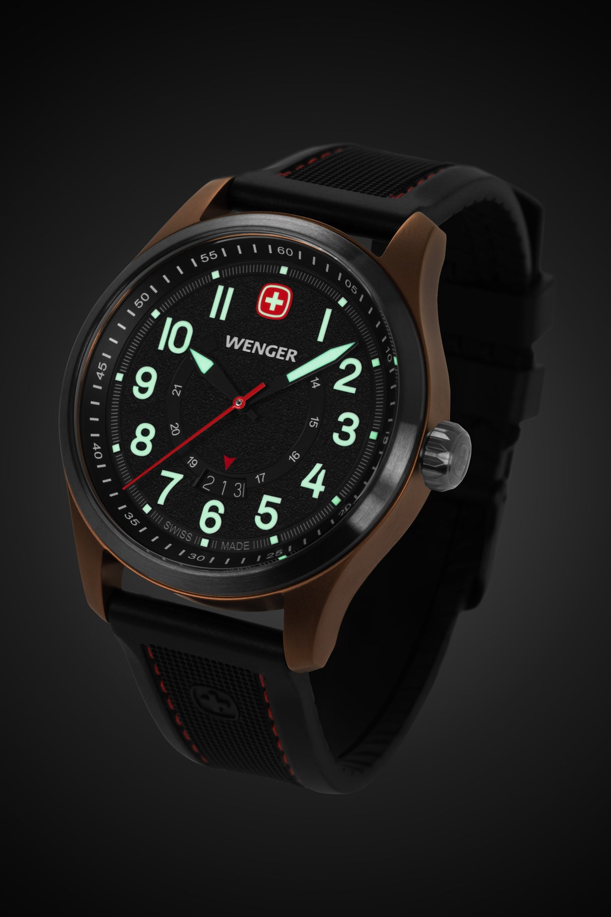 Wenger Terragraph Watch - Bronze and Black Ice with Black Dial and Black Silicone Strap