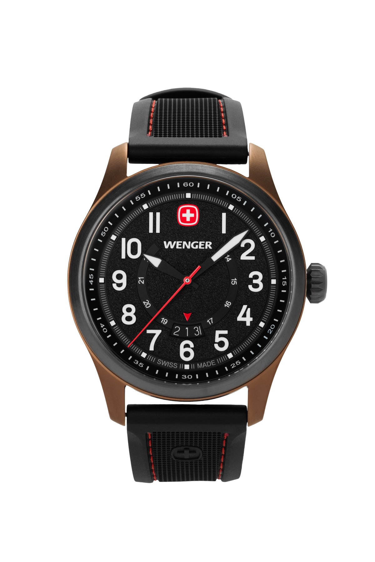 Wenger Terragraph Swiss Watch in Bronze and Black Ice with Black Dial and Black Silicone Strap