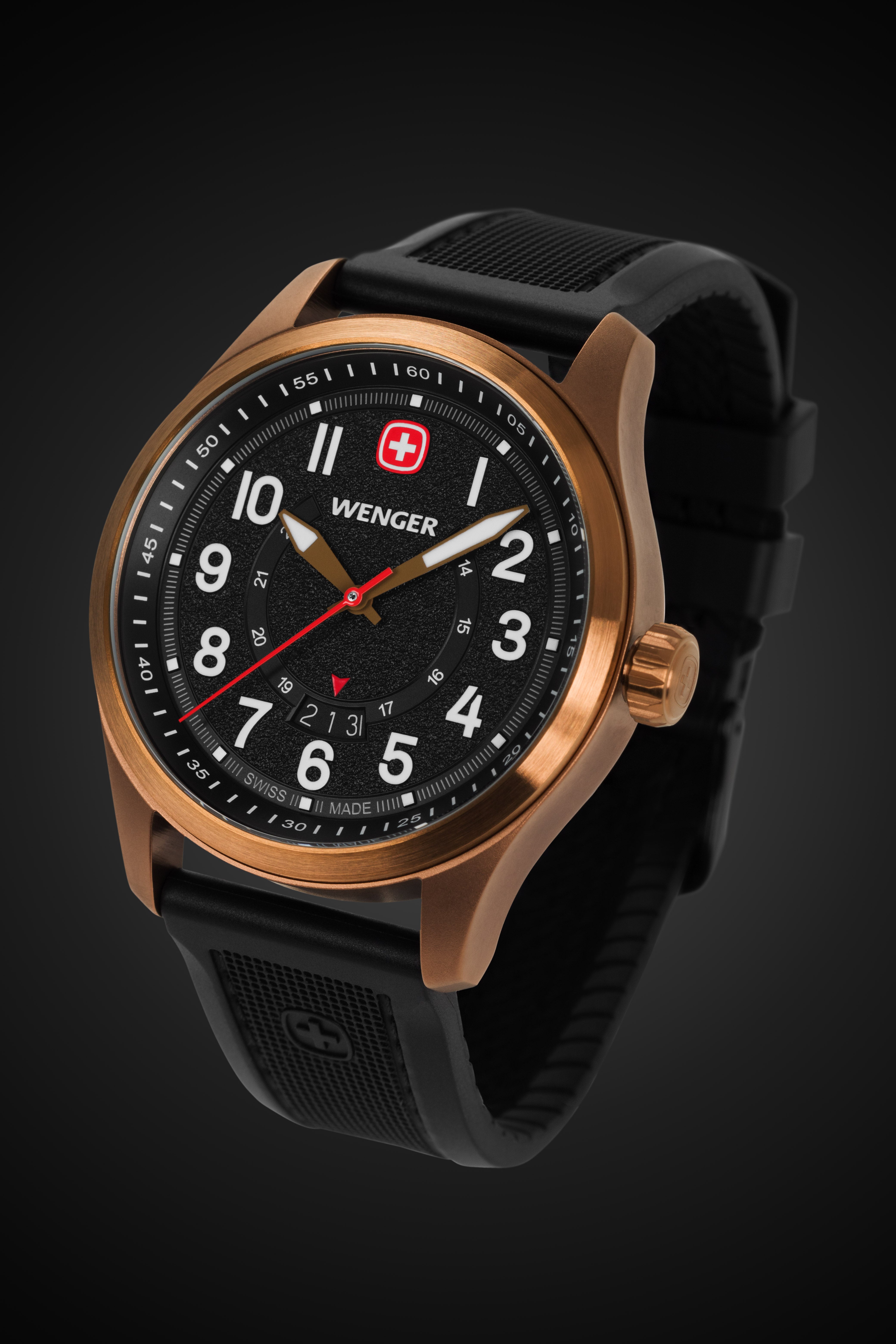 Wenger Terragraph Swiss Watch in Bronze with Black Dial and Black