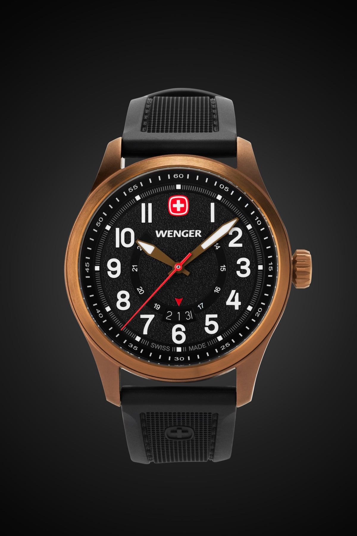 Wenger Terragraph Watch - Bronze with Black Dial and Black Silicone Strap
