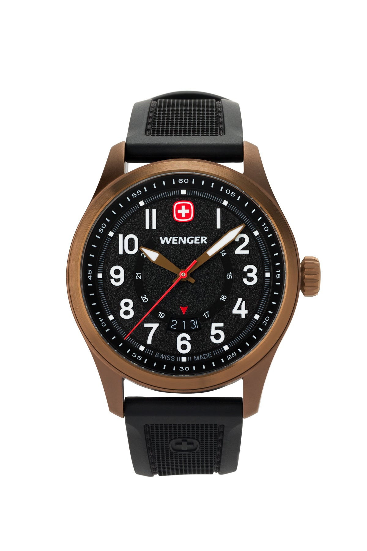 Wenger Terragraph Watch - Bronze with Black Dial and Black Silicone Strap