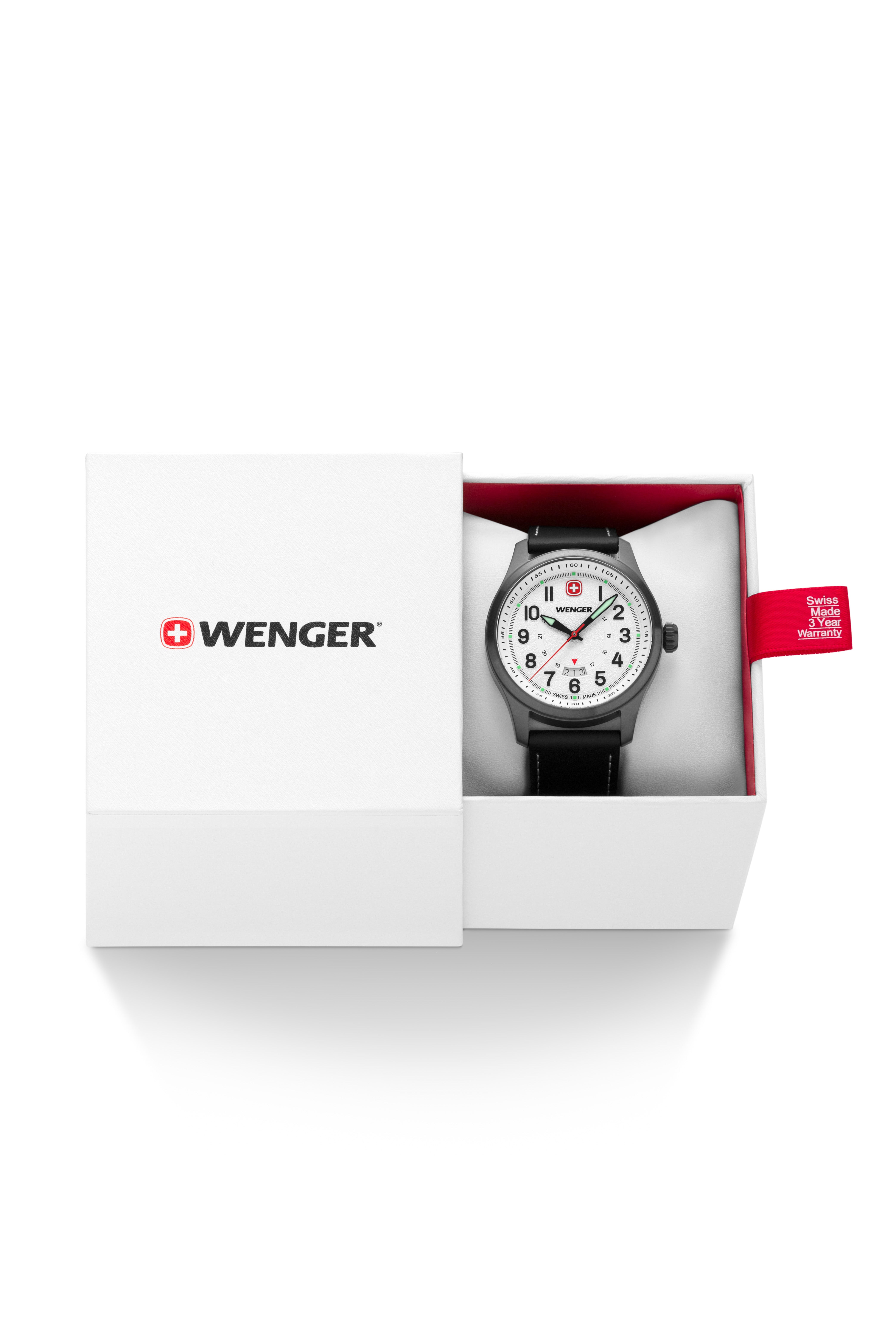 Wenger Terragraph Swiss Watch in Black Ice with White Dial and