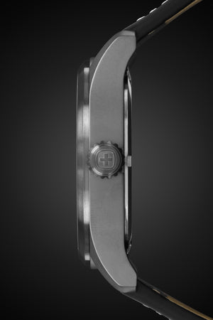 Wenger Terragraph Watch - Black Ice with White Dial and Black Leather Strap